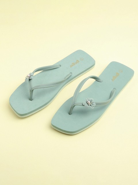 

Ginger by Lifestyle Women Green Rubber Thong Flip-Flops