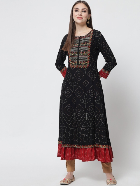 

Pankvi Black Ethnic Motifs Midi Dress