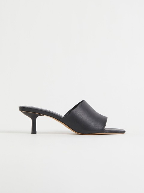 

H&M Women Black Solid Mules