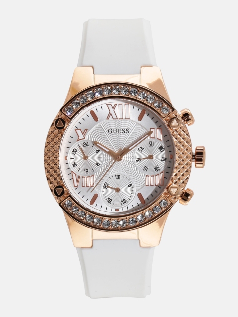 

GUESS Women Silver-Toned Multifunction Dial Watch W0773L6