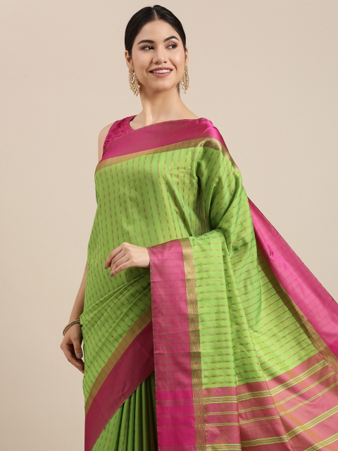 

Mitera Green & Fuchsia Woven Design Banarasi Saree