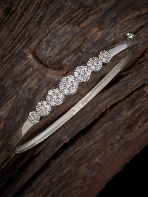 

Kushal's Fashion Jewellery Women Silver-Toned & White Rhodium-Plated Kada Bracelet