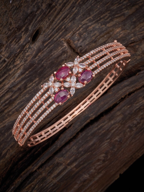 

Kushal's Fashion Jewellery Women White & Red Rose Gold-Plated Kada Bracelet