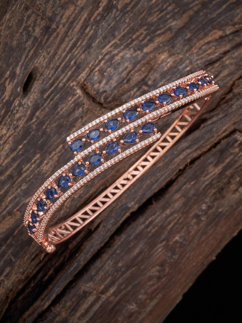 

Kushal's Fashion Jewellery Women Rose Gold & Blue Gold-Plated Bangle-Style Bracelet