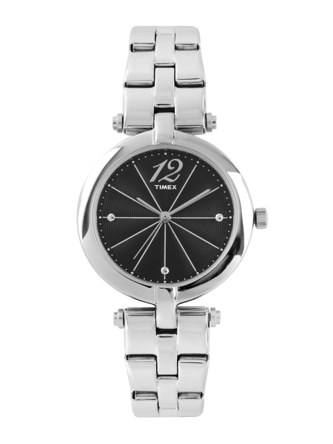 

Timex Women Black Textured Analogue Watch TW000Z203
