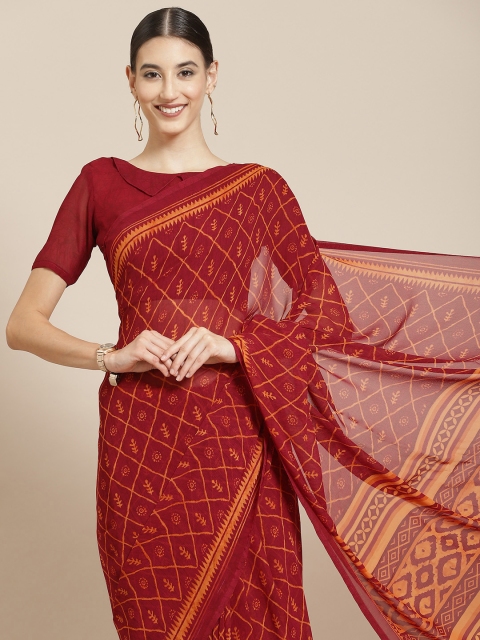 

Satrani Red Printed Saree