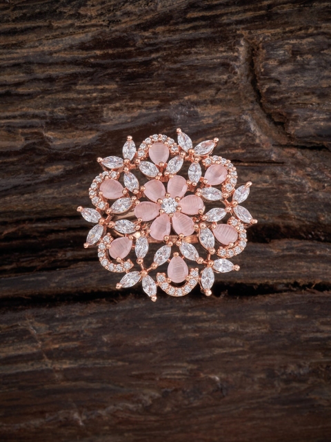 

Kushal's Fashion Jewellery Pink Cubic Zirconia Rose Gold-Plated Floral Toe Ring