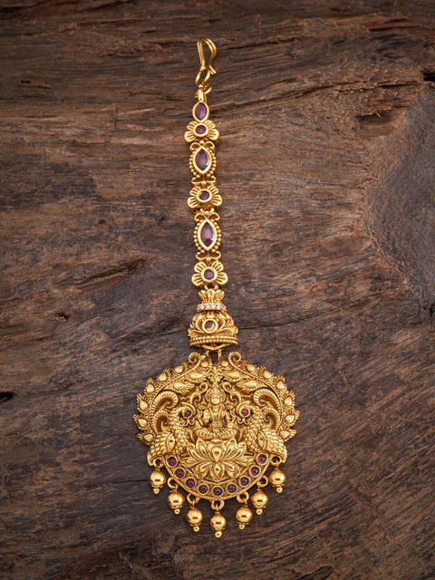 

Kushal's Fashion Jewellery Women Red Gold-plated Maang Tikka