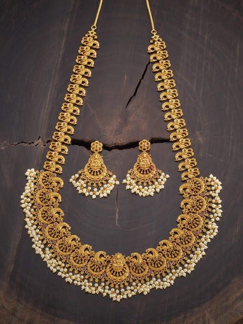 

Kushal's Fashion Jewellery Red & Green Gold-Plated Antique Necklace