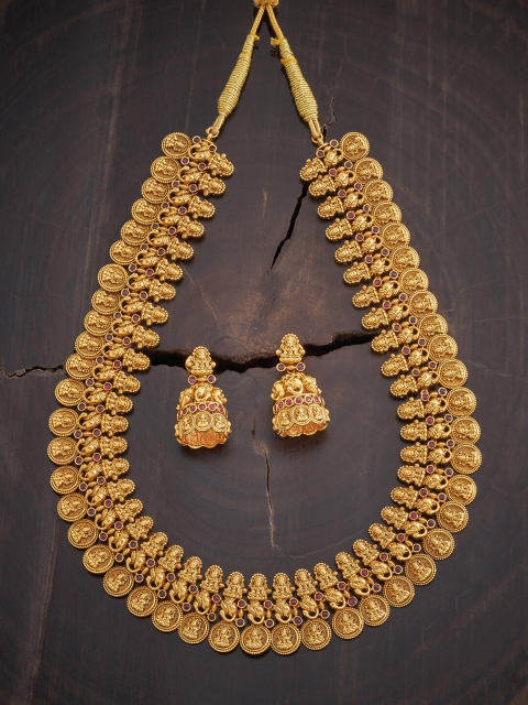 

Kushal's Fashion Jewellery Red Gold-Plated Antique Necklace