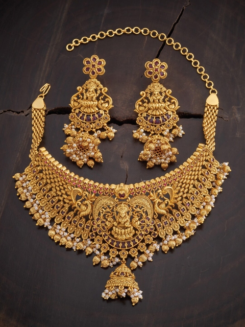 

Kushal's Fashion Jewellery Red Gold-Plated Antique Necklace