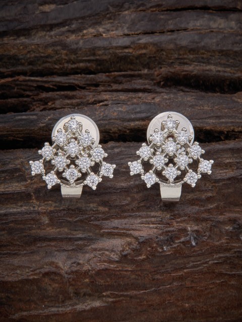 

Kushal's Fashion Jewellery Rhodium-Plated White Contemporary Studs Earrings
