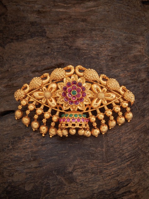 

Kushal's Fashion Jewellery Women Red & Gold-Toned Embellished French Barrette