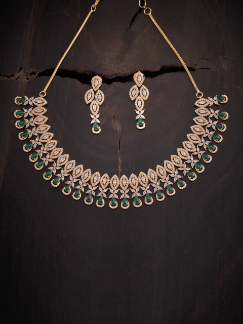 

Kushal's Fashion Jewellery Green Gold-Plated Necklace