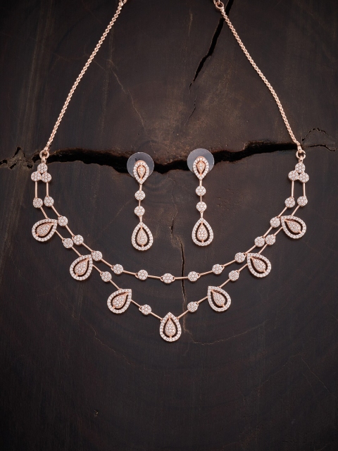 

Kushal's Fashion Jewellery White Rose Gold-Plated Jewellery Set
