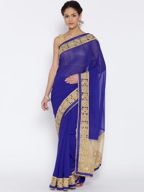 

RAJORI Blue Georgette Embellished Saree