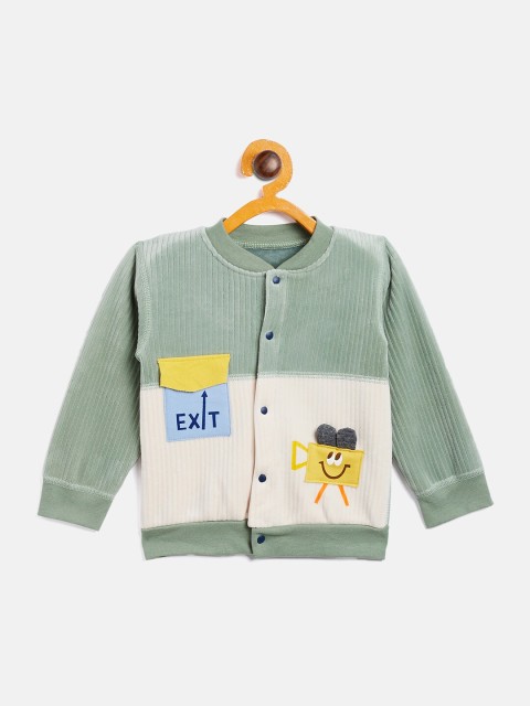 

Camey Kids Green Printed Mandarin Collar Cotton Sweatshirt