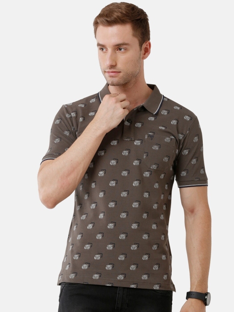 

Classic Polo Men Grey Printed Polo Collar Slim Fit T-shirt