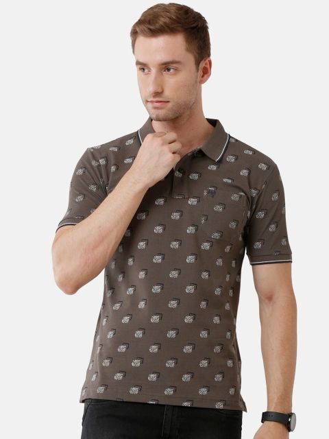 

Classic Polo Men Grey Printed Polo Collar Slim Fit T-shirt