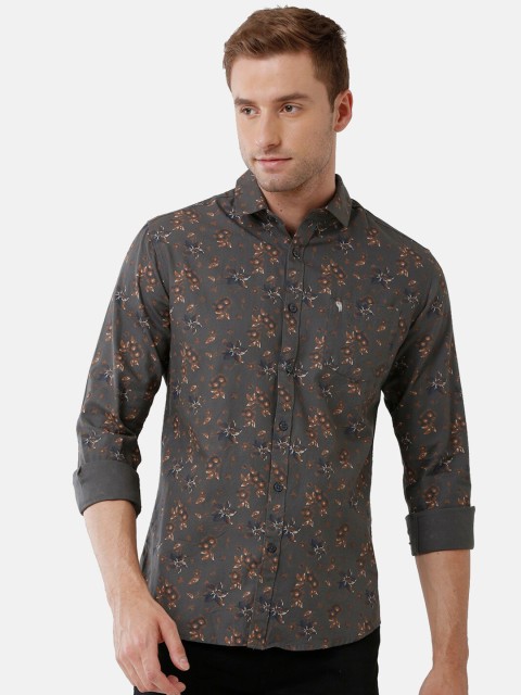 

Swiss Club Men Grey Slim Fit Floral Printed Casual Shirt