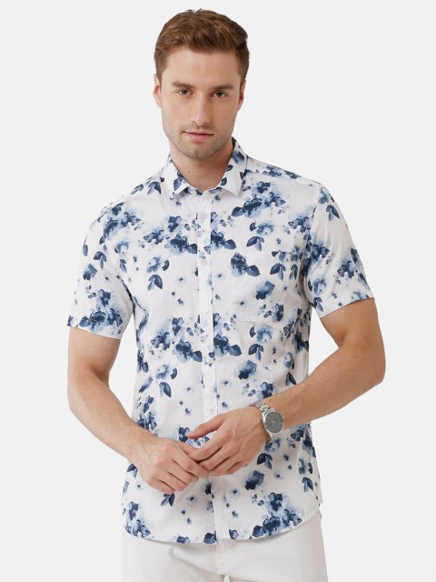 

Swiss Club Men White Slim Fit Floral Printed Casual Shirt