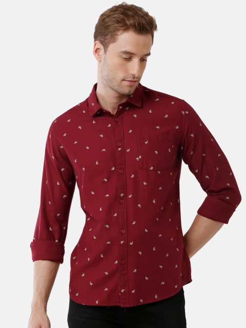 

Swiss Club Men Red Slim Fit Printed Casual Shirt