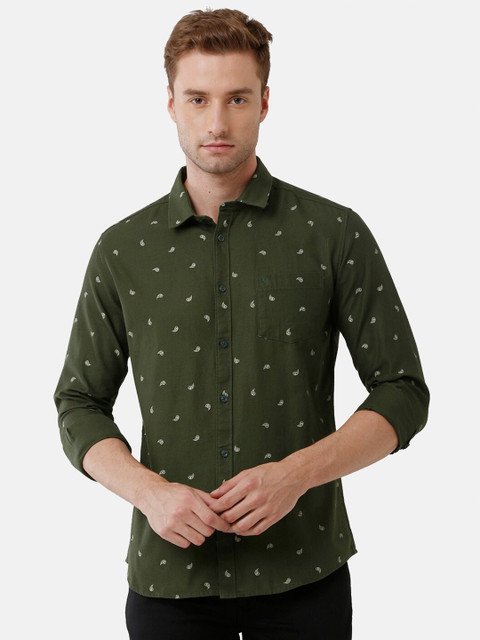 

Swiss Club Men Green Slim Fit Printed Casual Shirt