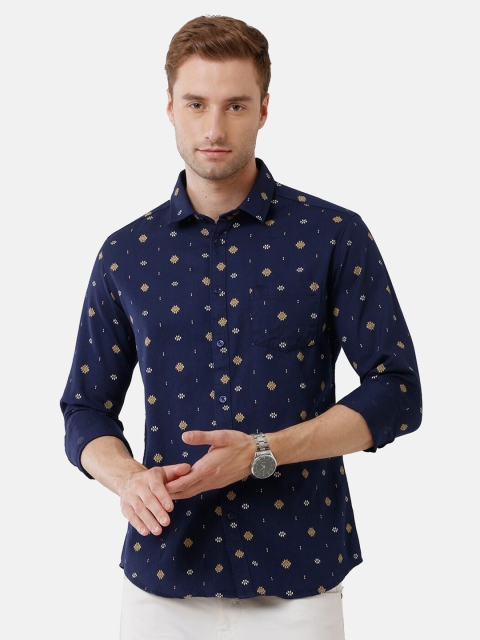 

Swiss Club Men Blue Slim Fit Printed Casual Shirt