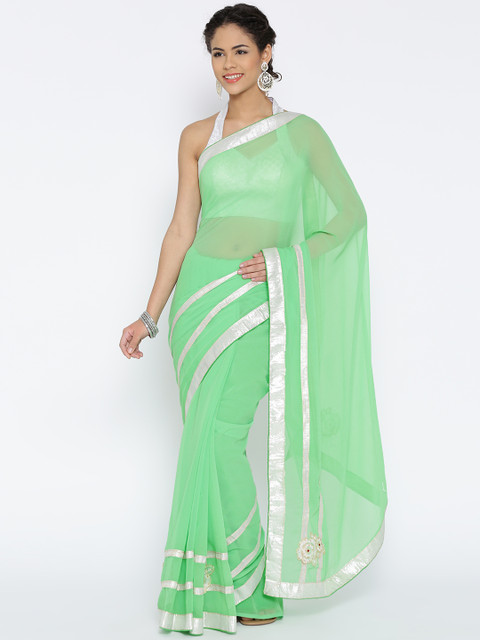 

RAJORI Green Georgette Saree