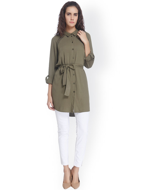 

Vero Moda Women Olive Green Standard Fit Casual Shirt