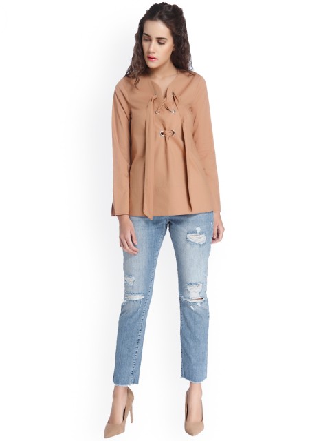 

Vero Moda Women Brown Solid Regular Top