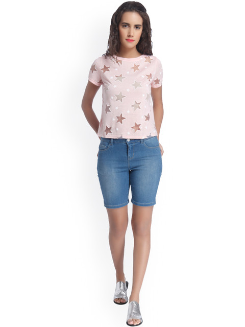 

Vero Moda Women Pink Self-Design Top