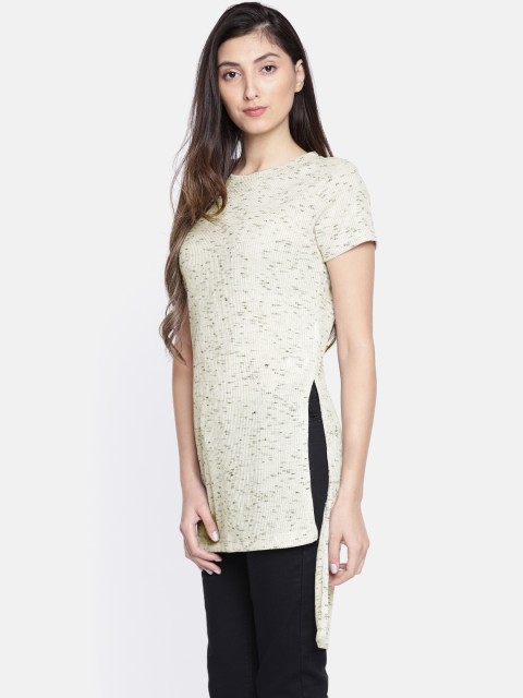 

Vero Moda Women Beige Solid High-Low Top