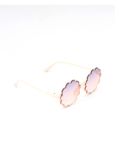 

Lil Lollipop Unisex Kids Pink Lens & White Round Sunglasses with UV Protected Lens, Cream