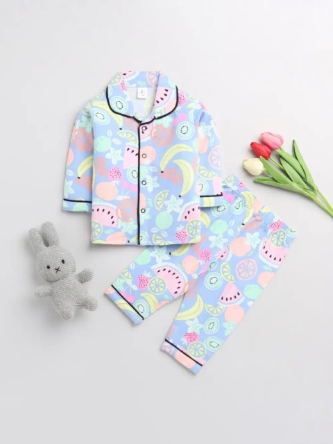 

Clt s Unisex Kids Blue Printed Night suit