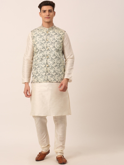 

Jompers Men Grey Floral Print Kurta with Pyjamas