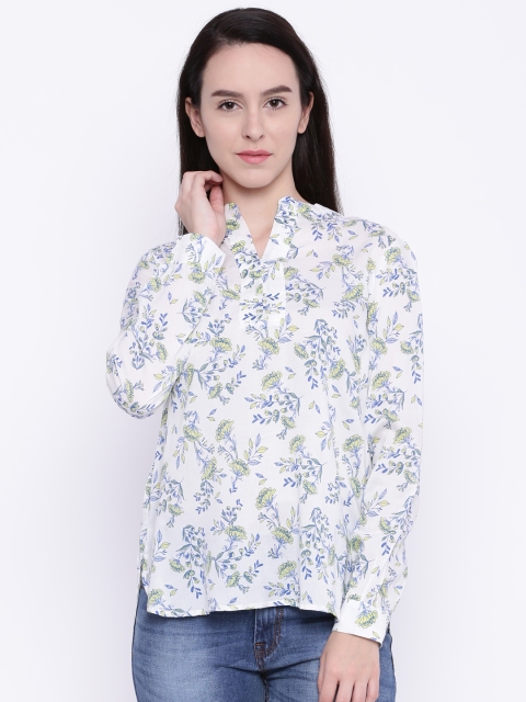 

AND White & Blue Printed Top