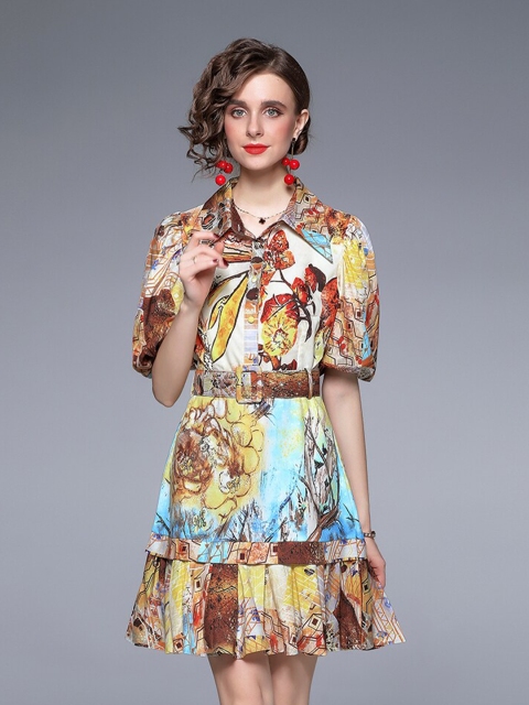 

JC Collection Multicoloured Floral Fit and Flare Dress, Multi