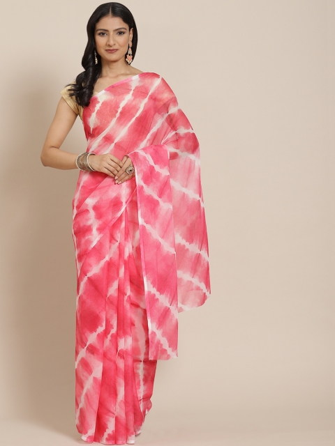 

LABEL AARNA Pink & White Dyed Saree