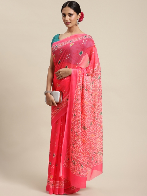 

LABEL AARNA Red & Green Ethnic Motifs Saree