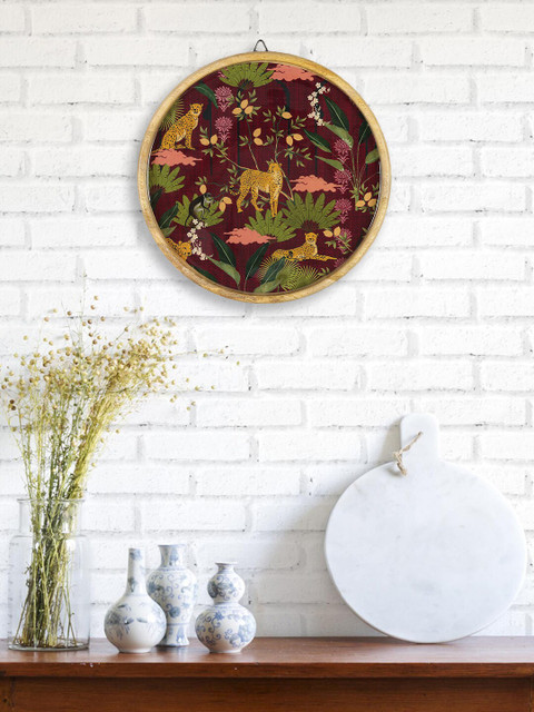

India Circus by Krsnaa Mehta Maroon Allure in Wilderness Wooden Decor Wall Plate