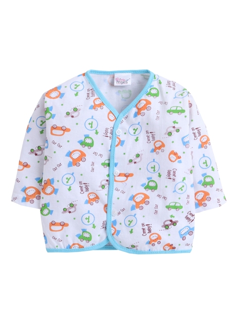 

Little Angels Kids Blue & Orange Printed Jhabla