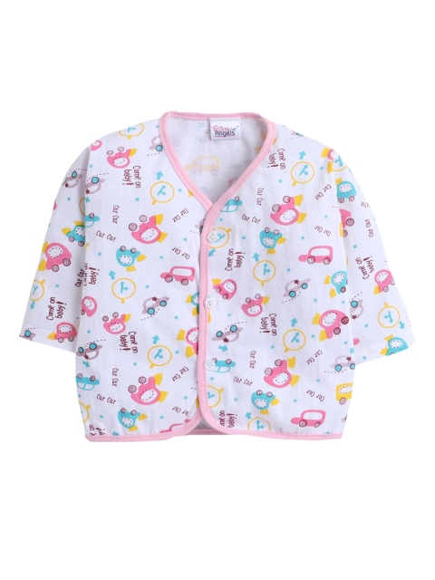 

Little Angels Infant Pink Printed Cotton Jhabla