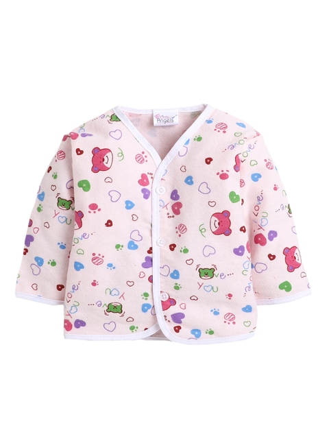 

Little Angels Infant Pink Printed Cotton Jhabla