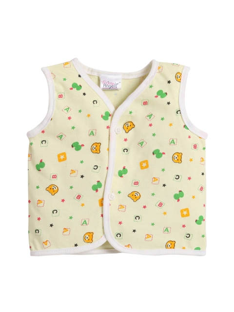 

Little Angels Infants Yellow & Green Printed Cotton Jhabla