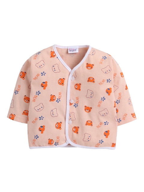 

Little Angels Infants Peach Coloured Printed Cotton Jhablas