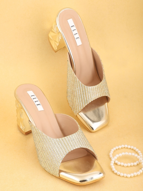 

ELLE Copper-Toned Block Sandals