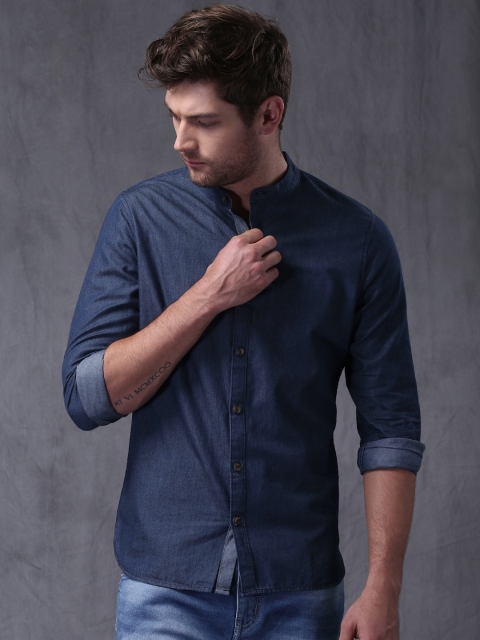 

WROGN Men Blue Denim Slim Fit Casual Shirt
