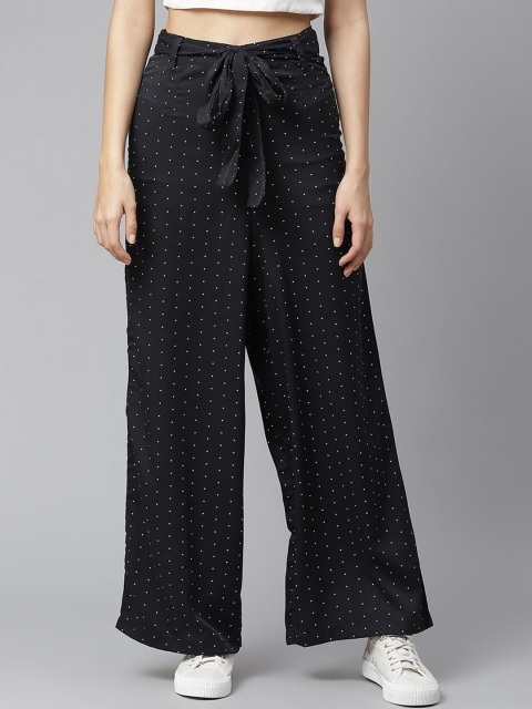 

SIRIKIT Women Black Solid Polka Dots Smart High-Rise Trousers