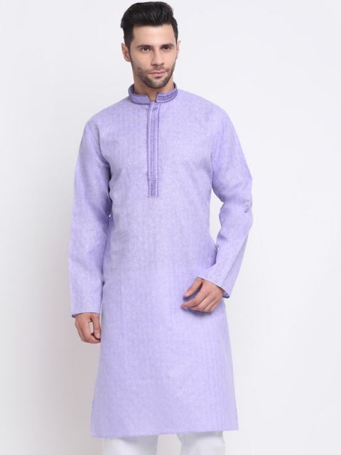 

KRAFT INDIA Men Purple Pure Cotton Straight Kurta